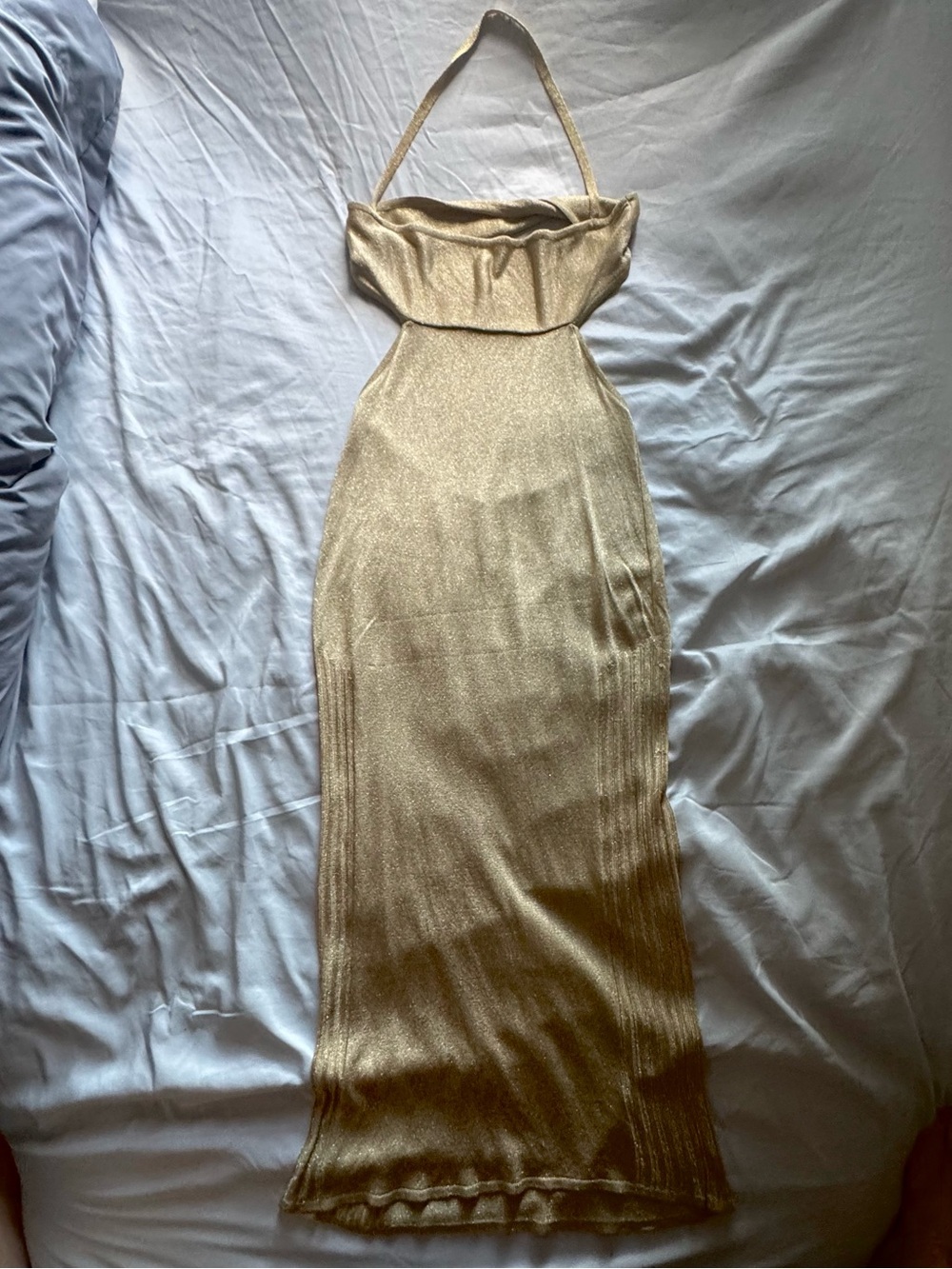 Gold knit Halter Metallic vintage RICHARD TYLER COUTURE Dress